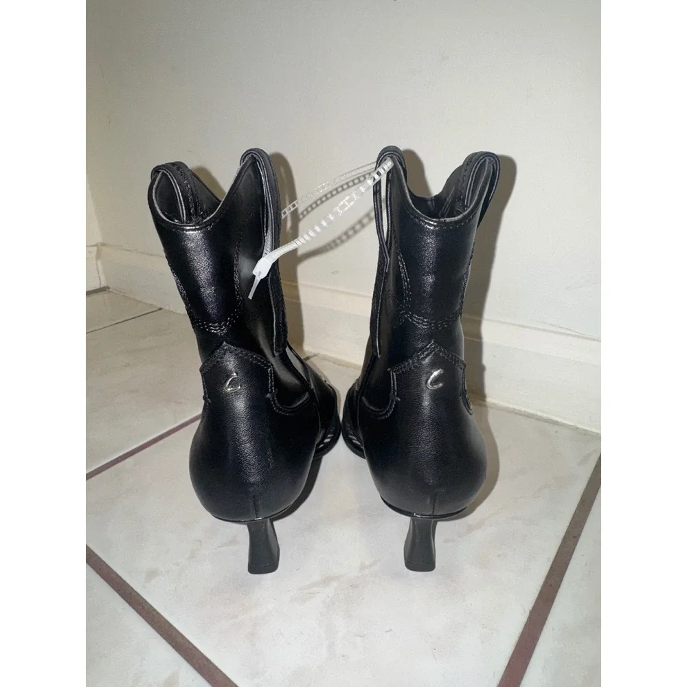 Circus NY by Sam Edelman Studded Ankle Boots‎ Black Leather Pointed Toe Size 6
